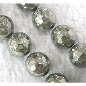 natural Pyrite Beads, faceted round, approx 6mm dia [GMLB096-6MM]
