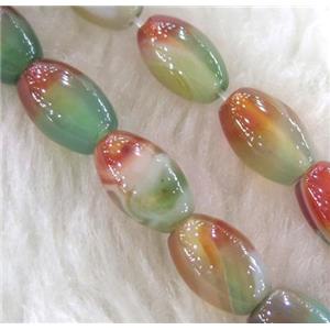 Agate bead, barrel, colorful, approx 8x12mm, 15.5 inches [GMLB1003]