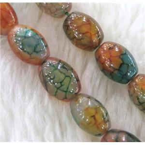 dragon veins Agate bead, barrel, colorful, approx 10x14mm, 15.5 inches [GMLB1005-10X14MM]