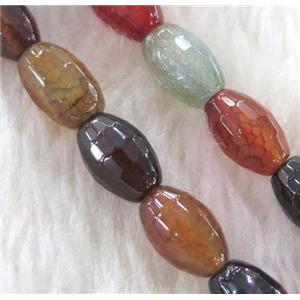 dragon veins Agate beads, faceted barrel, mixed color, approx 8x12mm, 15.5 inches [GMLB1007]