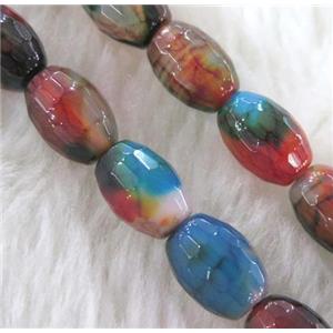Dichromatic Agate beads, faceted barrel, colorful, approx 8x12mm, 15.5 inches [GMLB1009]