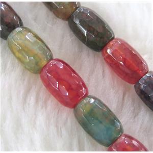 Agate beads, faceted barrel, mixed color, approx 8x12mm, 15.5 inches [GMLB1011]
