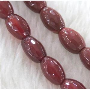 Agate bead, faceted barrel, red, approx 8x12mm, 15.5 inches [GMLB1012]