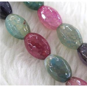 dragon vins Agate bead, faceted barrel, mixed color, approx 8x12mm, 15.5 inches [GMLB1016]