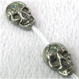 natural Pyrite Beads, flat-skull charm, approx 13x18mm, 13pcs per st [GMLB102]