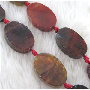 Agate bead, oval, flat, mixed color, approx 18x25mm, 15.5 inches [GMLB1021-18X25MM]