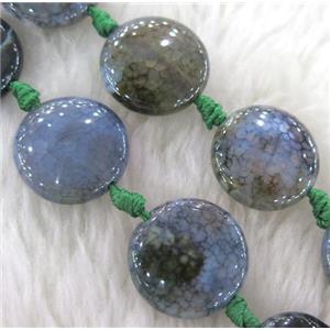 dragon veins Agate beads, flat round, mixed color, approx 30mm dia, 15.5 inches [GMLB1025-30MM]