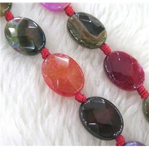 Agate beads, faceted oval, mixed color, approx 20x30mm, 15.5 inches [GMLB1026-20X30MM]