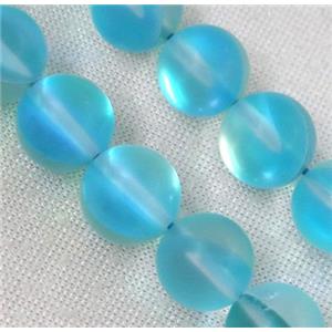 round synthetic aqua Aura Quartz Glass Beads, matte, approx 6mm dia [GMLB1039-6MM]