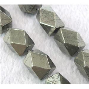 natural Pyrite Beads, faceted freeform tube, approx 10x14mm, 15.5 inches [GMLB104]