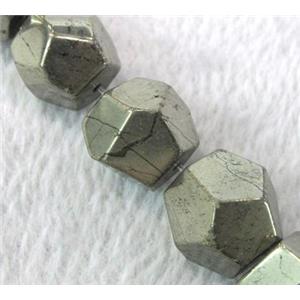 natural Pyrite nugget Beads for necklace, faceted freeform, approx 9-17mm, 15.5 inches [GMLB105]