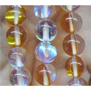 round gold synthetic Aura Quartz Glass Beads, approx 12mm dia [GMLB1075-12MM]