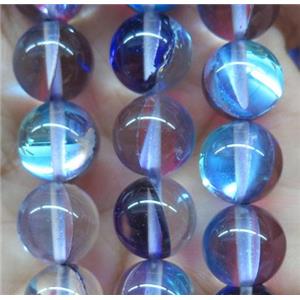 round blue synthetic Aura Quartz Beads, Glowing Glass, approx 12mm dia [GMLB1076-12MM]