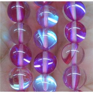 round hotpink synthetic Aura Quartz Glass Beads, approx 6mm dia [GMLB1077-6MM]