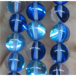 round royalblue synthetic Aura Quartz Glass Beads, approx 12mm dia [GMLB1078-12MM]