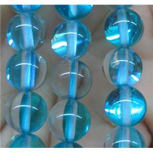round aqua synthetic Aura Quartz Glass Beads, approx 6mm dia [GMLB1079-6MM]