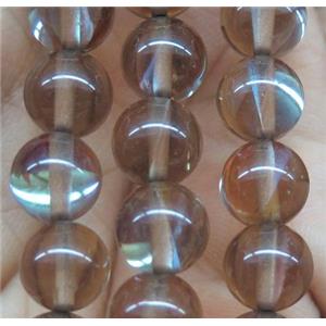 round coffee synthetic Aura Quartz Glass Beads, approx 12mm dia [GMLB1080-12MM]
