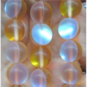 round gold synthetic Aura Quartz Glass Beads matte, approx 6mm dia [GMLB1083-6MM]