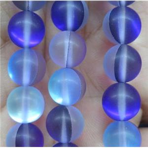 round lapisblue synthetic Aura Quartz Glass Beads, matte, approx 12mm dia [GMLB1084-12MM]