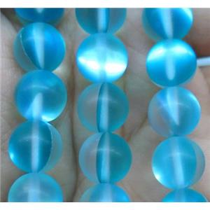 round aqua synthetic Aura Quartz Glass Beads, matte, approx 6mm dia [GMLB1087-6MM]
