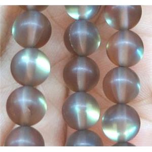 round coffee synthetic Aura Quartz Glass Beads, matte, approx 8mm dia [GMLB1088-8MM]