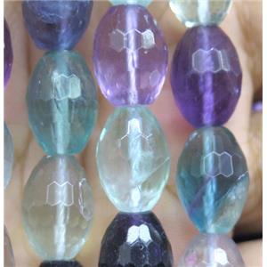 rainbow Fluorite beads, faceted barrel, approx 10x14mm, 15.5 inches [GMLB1103]