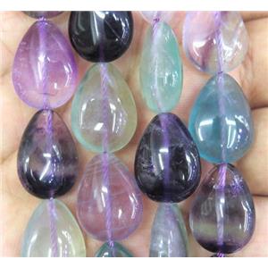 rainbow Fluorite beads, flat teardrop, approx 13x18mm, 15.5 inches [GMLB1105]