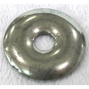 natural Pyrite pendant, donut, approx 25mm dia [GMLB111-25MM]
