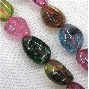 rainbow tourmaline beads syntactic with crystal, freeform, approx 10x16mm [GMLB1118-10X16MM]
