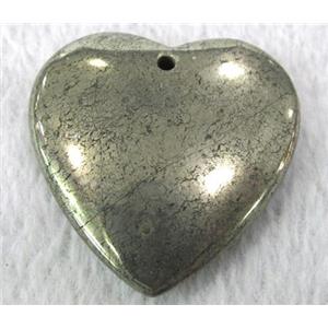 natural Pyrite pendant, heart, approx 40mm wide [GMLB113]