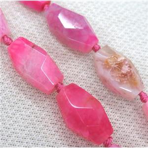 agate bead, faceted freeform, pink, approx 12x25mm [GMLB1132]