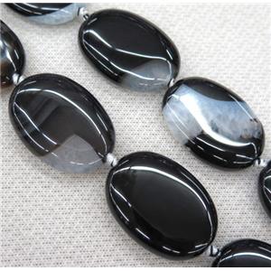 Agate Druzy oval beads, white black, approx 20x30mm [GMLB1135-20X30MM]