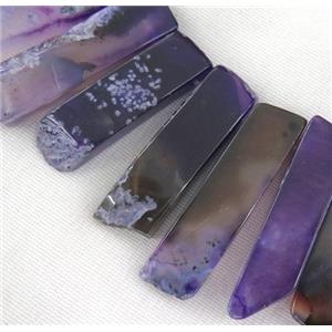 purple agate collar beads, stick, top drilled, approx 20-60mm [GMLB1175]