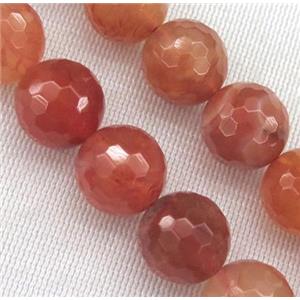 Carnelian beads, faceted round, ruby, grade-A, approx 12mm dia [GMLB1179]