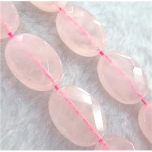 rose quartz bead, faceted flat oval, approx 15x20mm [GMLB1197]