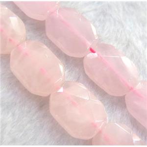 rose quartz bead, faceted rectangle, approx 15x20mm [GMLB1198]
