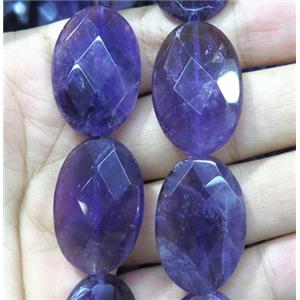 amethyst beads, faceted oval, purple, approx 20x30mm [GMLB1232]