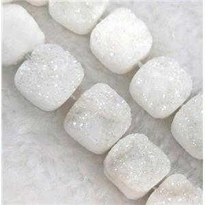 white druzy quartz bead, square, approx 12x12mm, 16pcs per st [GMLB1246]