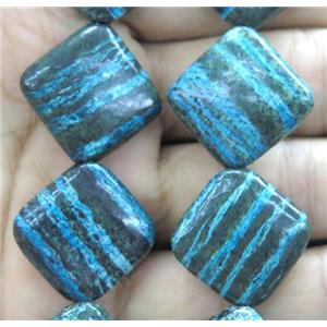 Blue SilverLine Jasper beads, square, approx 20x20mm [GMLB1277]