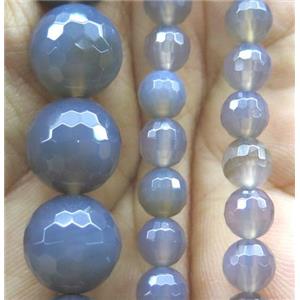 natural Gray Agate Beads, faceted round, approx 6mm dia [GMLB1284-6MM]