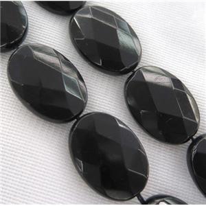 black onyx bead, faceted oval, approx 30x40mm [GMLB1296-30X40MM]