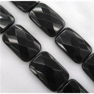 black agate onyx bead, faceted rectangle, approx 30x40mm [GMLB1297-30X40MM]