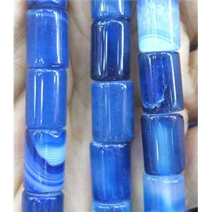 blue stripe agate tube beads, approx 10x16mm [GMLB1351]