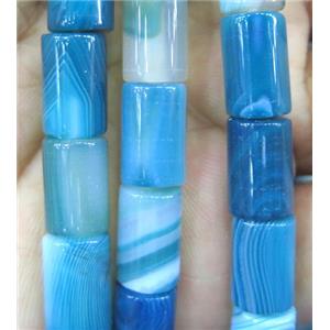 blue stripe agate bead, tube, approx 8x16mm [GMLB1352]