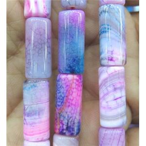 pink stripe agate beads, tube, approx 8x18mm [GMLB1354]