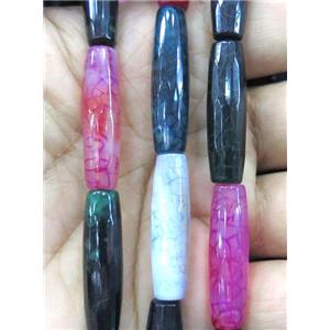 dragon veins agate beads, faceted barrel, approx 10x30mm [GMLB1356]