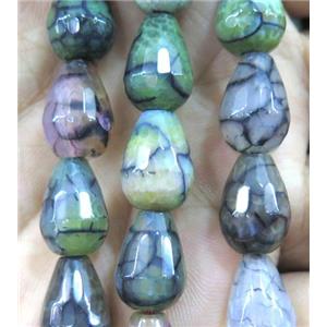 dragon veins agate bead, faceted teardrop, approx 10x14mm [GMLB1360]