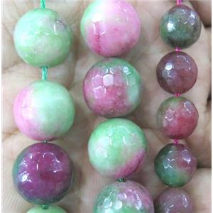 dichromatic Jade beads, colorful, faceted round, approx 12mm dia [GMLB1369-12MM]