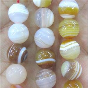 yellow stripe agate bead, round, approx 14mm dia [GMLB1370-14MM]