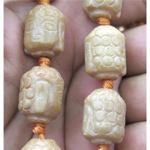Chinese Jade Buddha Beads, yellow, approx 14x18mm [GMLB1396]